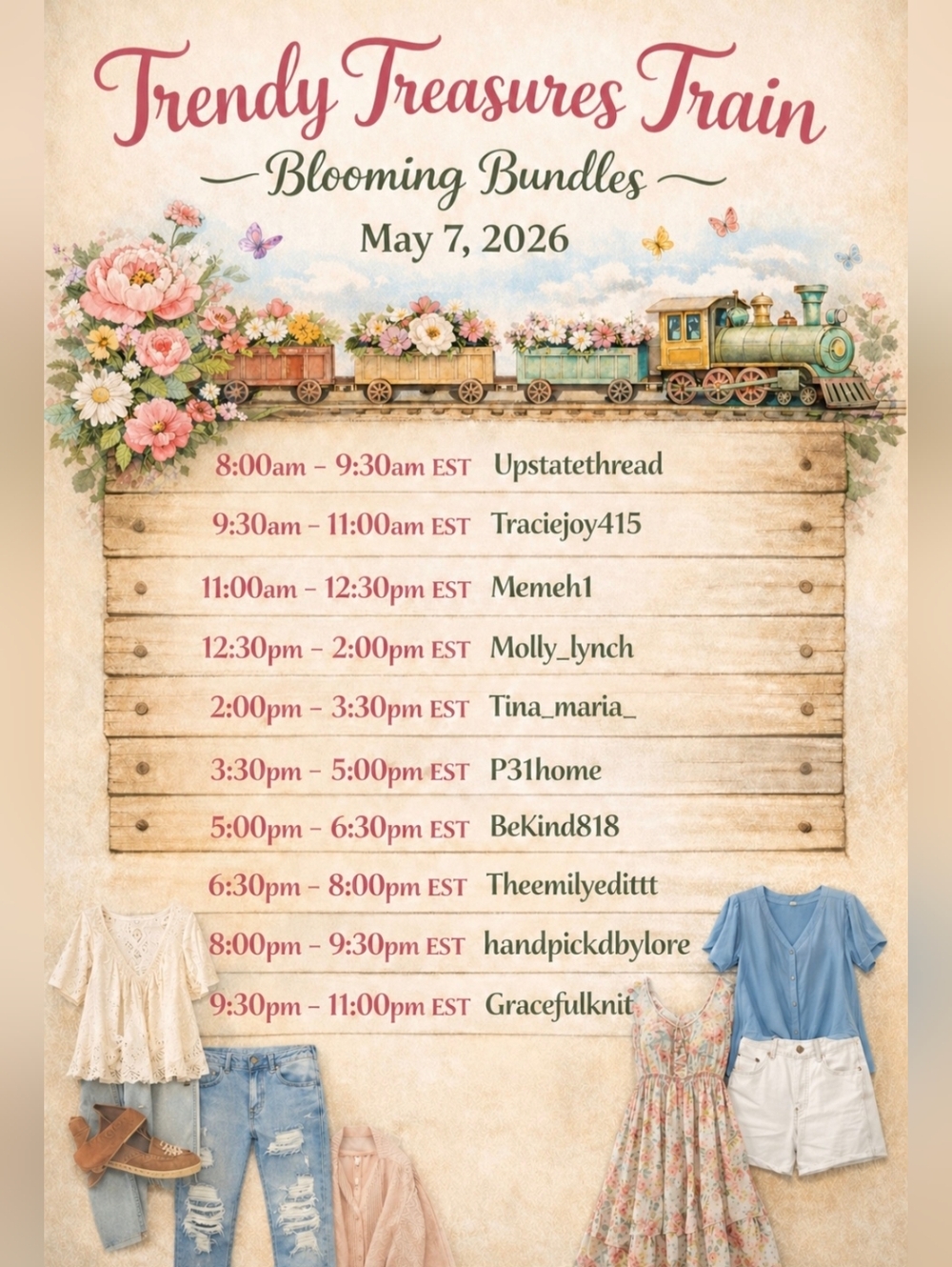 LIVE 5/7/2026 - Trendy Treasures Train Blooming Bundles - Picture 2 of 2
